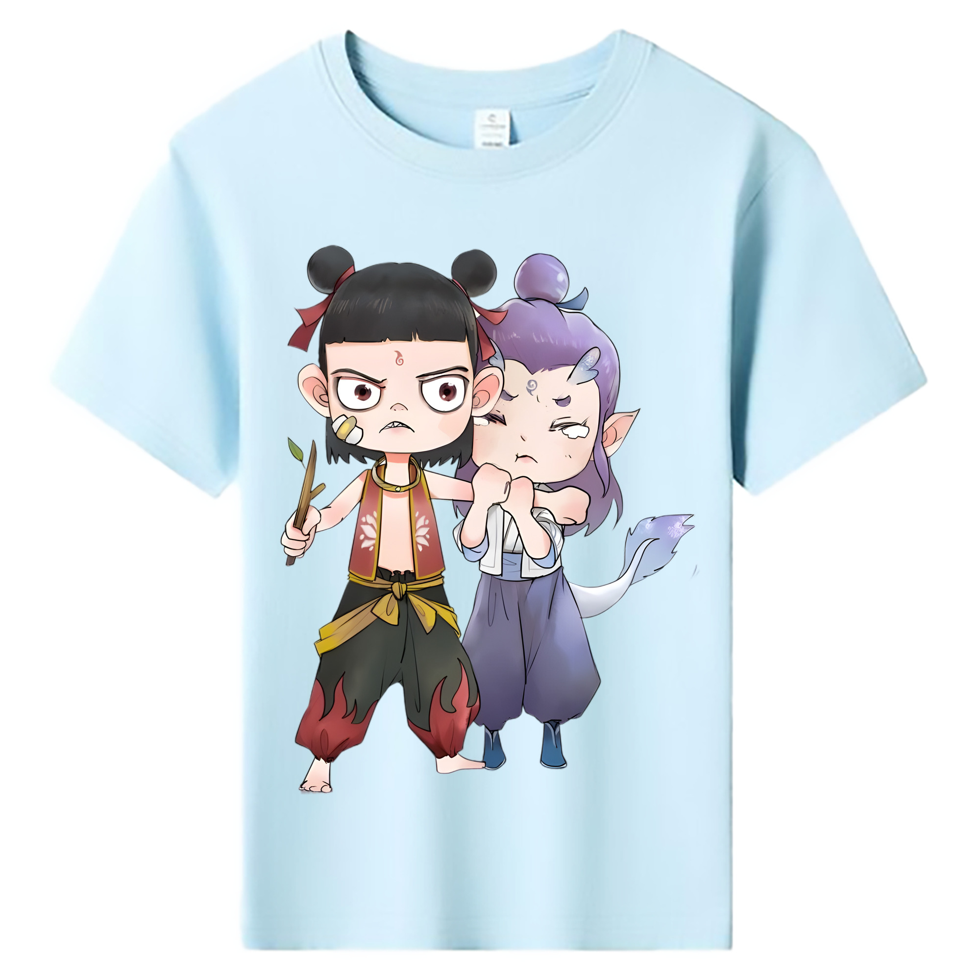 （画像用） Ne Zha 2 ナタ 魔童の大暴れ 綿100％キッズTシャツ（フロントプリント）